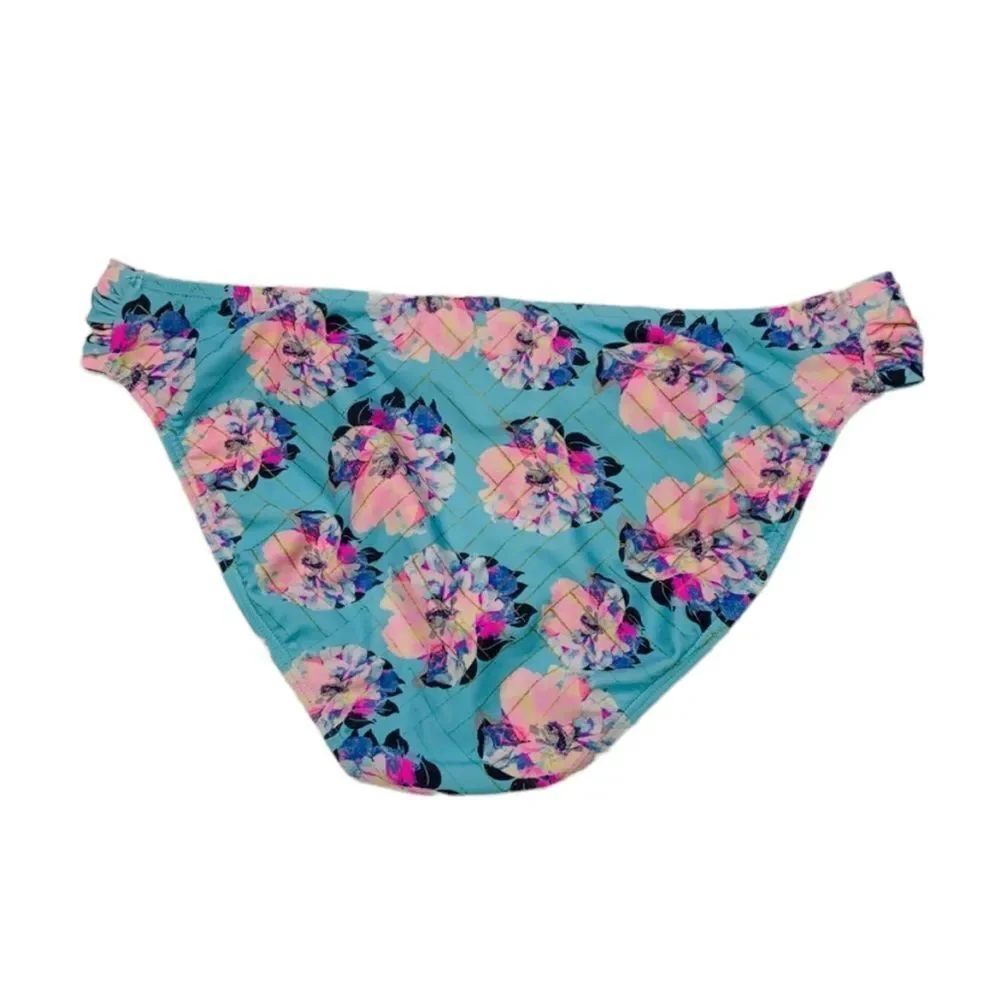 O'Rageous Blue & Pink Floral Strapless Bikini - Medium (Top), Large (Bottom)